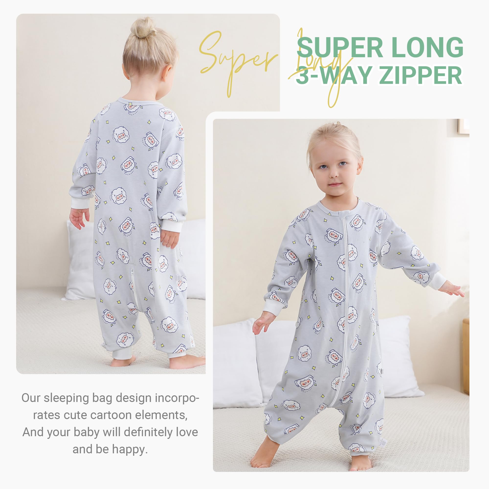 MICHLEY sheep-print sleeping sack adds cute, cozy bedtime style