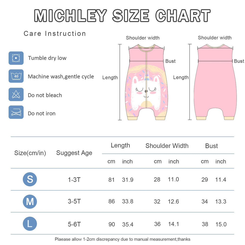 MICHLEY sleeping bag with a safe 2-way zipper for easy diaper changes