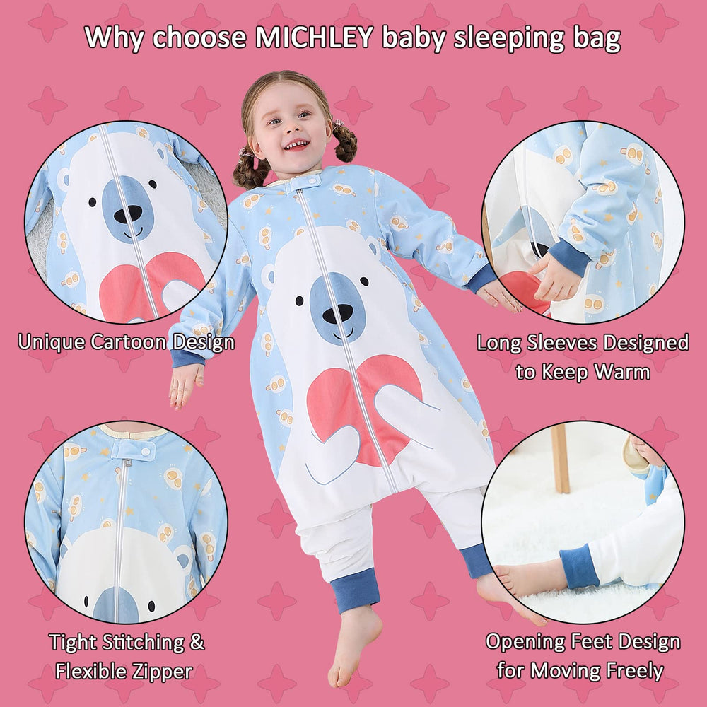 MICHLEY cartoon bear design sleeping bag adds friendly look while keeping baby secure