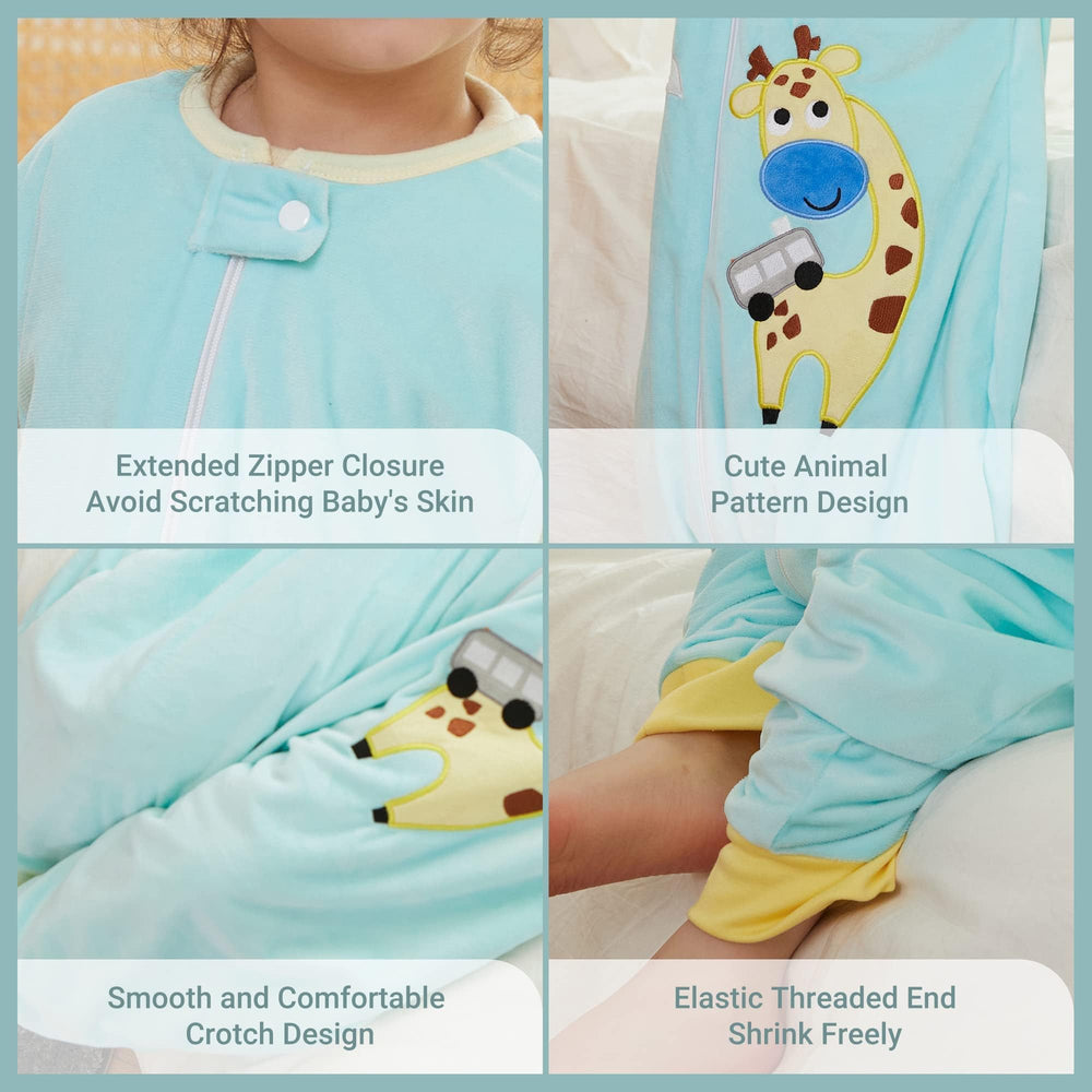MICHLEY sleeveless design green giraffe sleepsack breathable and comfortable for kids