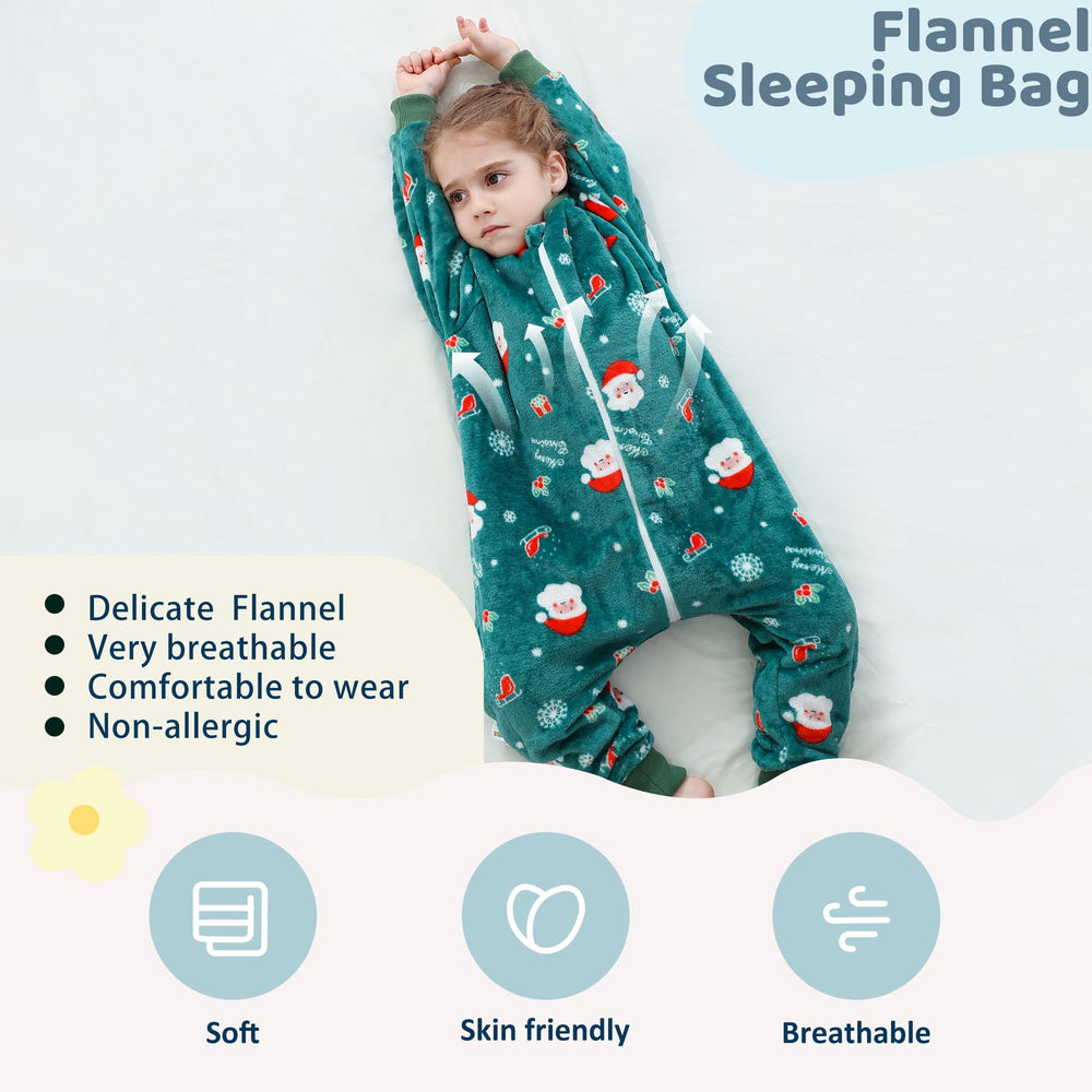 MICHLEY long-sleeve flannel sleeping bag keeps baby snug