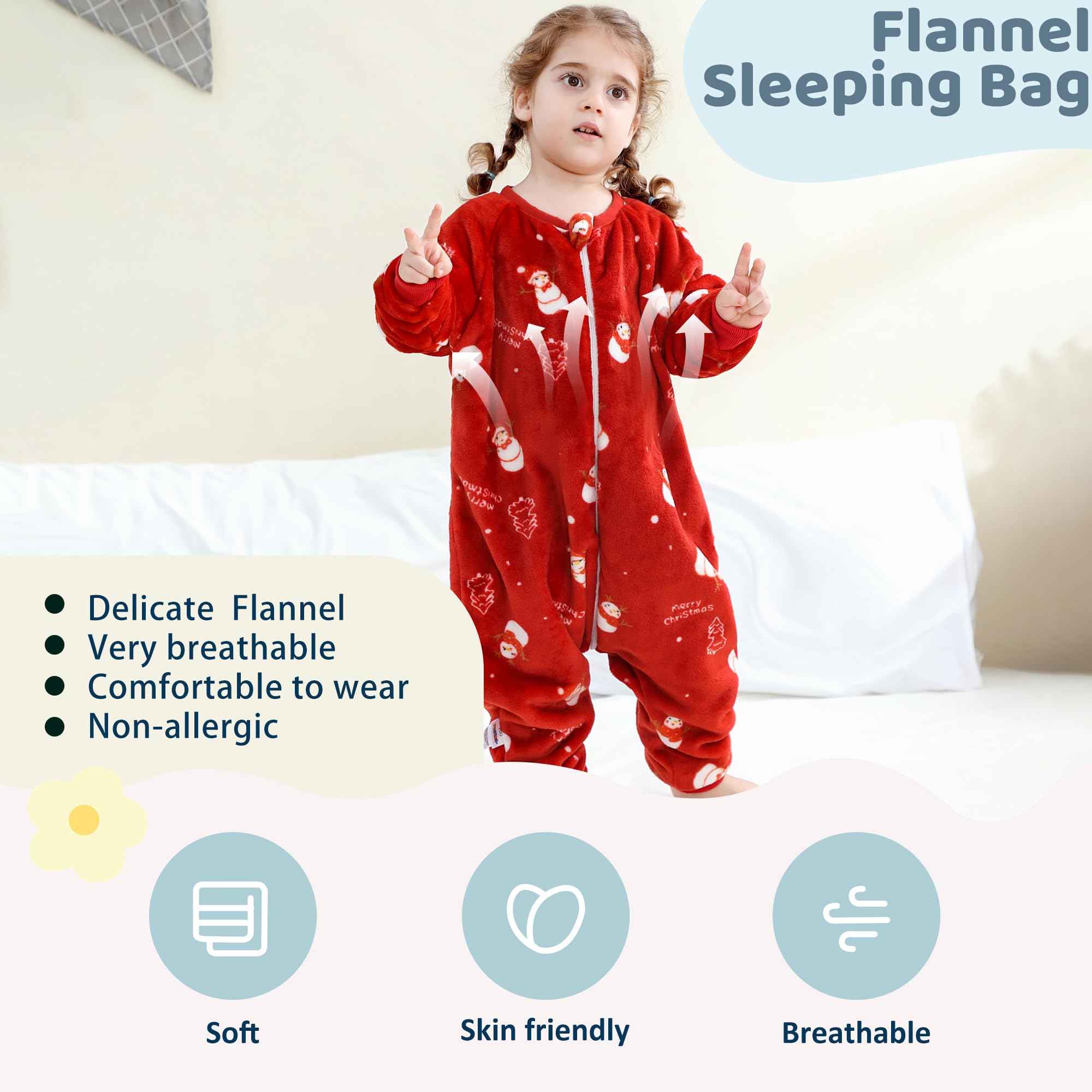 MICHLEY toddler sleeping bag with long sleeves supports cozy movement