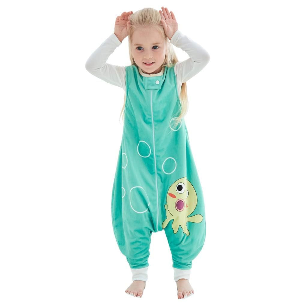 MICHLEY Toddler Sleeping Sack with Feet in green octopus for cozy naps
