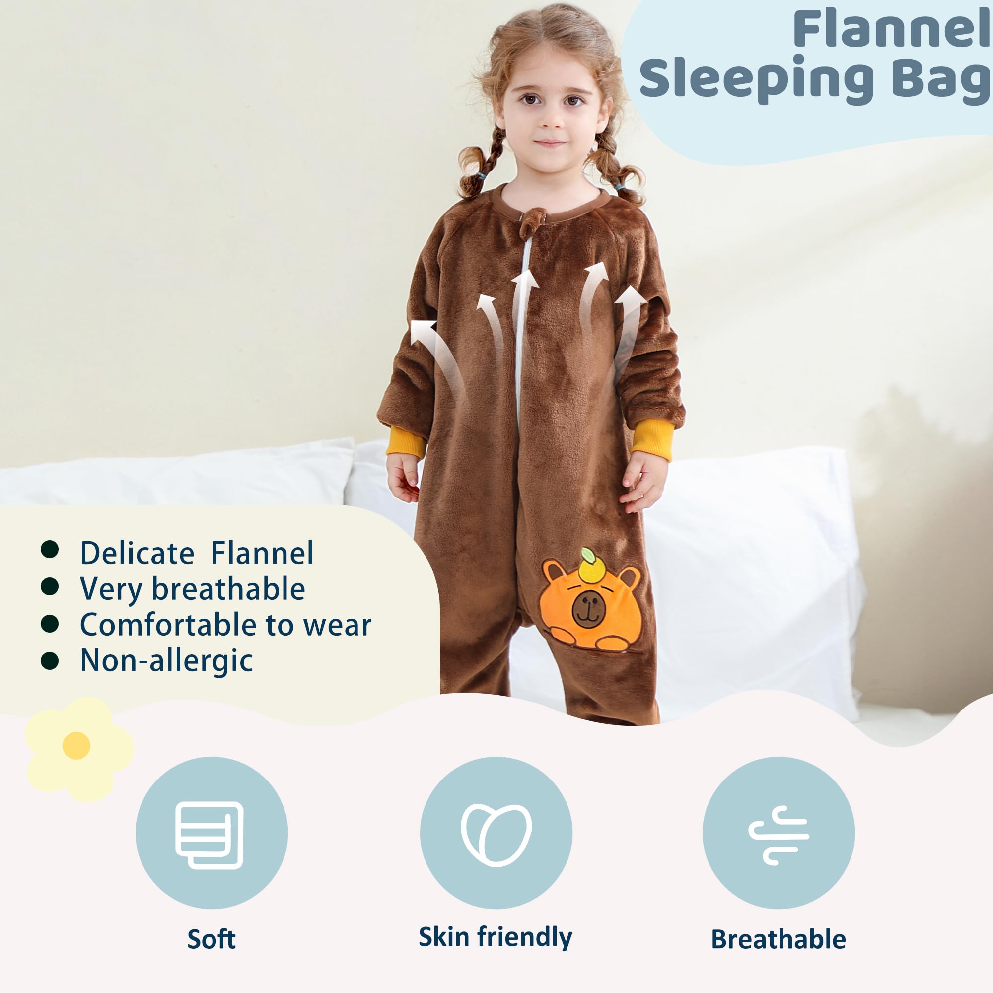 MICHLEY sleeping sack with long sleeves for warm, secure rest