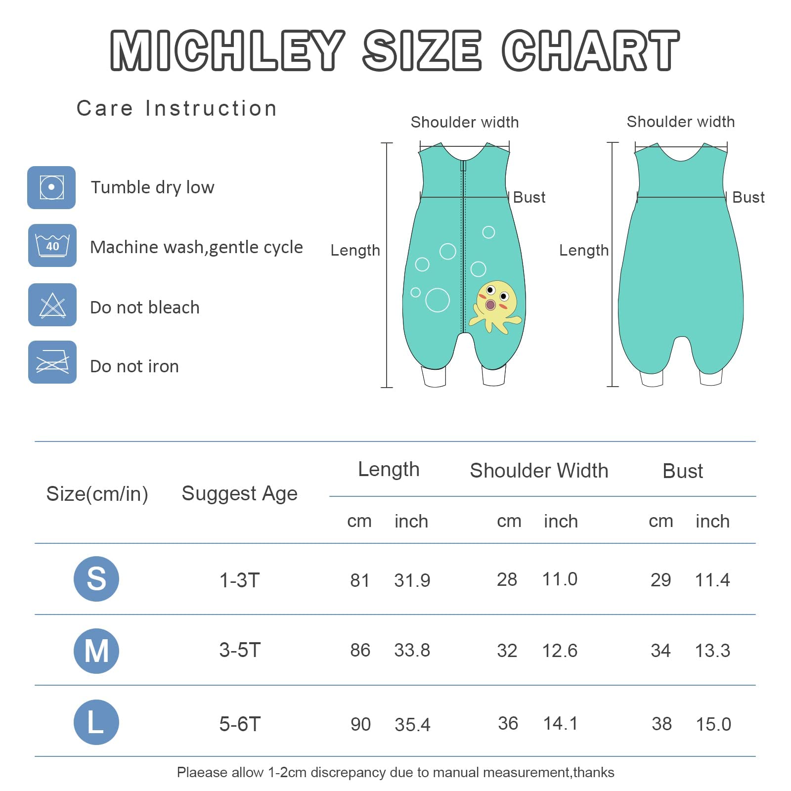 MICHLEY sleeping sack sleeveless design helps heat escape for comfortable sleep.