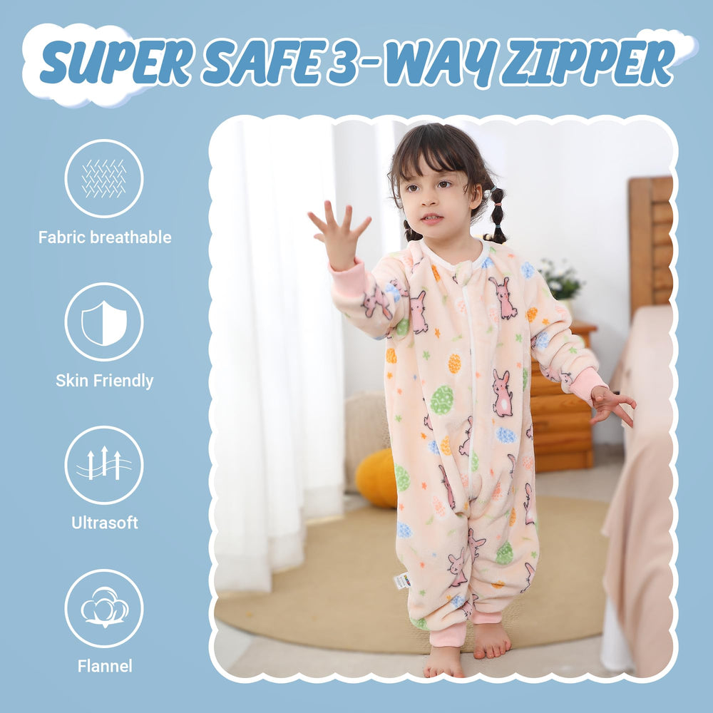 MICHLEY warm breathable flannel fabric keeps baby cozy through night