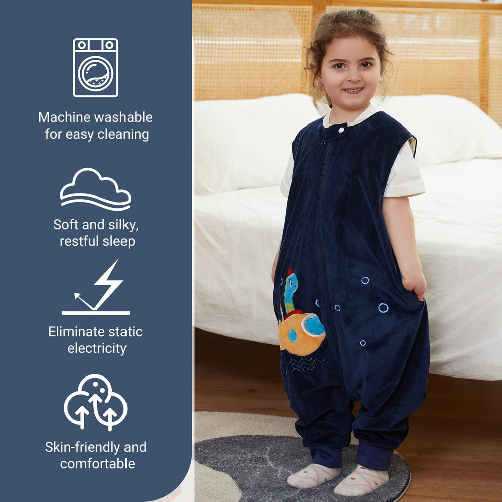 MICHLEY wearable blanket sleepsack unzipped for easy child placement.