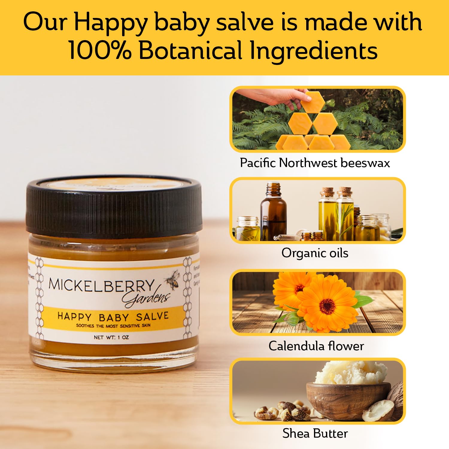 Mickelberry Gardens beeswax close-up emphasizing natural moisture protection.