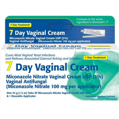 Miconazole-7 vaginal cream tube with applicator for precise use.