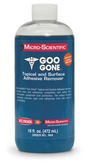 Micro-Scientific Goo Gone bottle for safe adhesive removal from skin and surfaces.