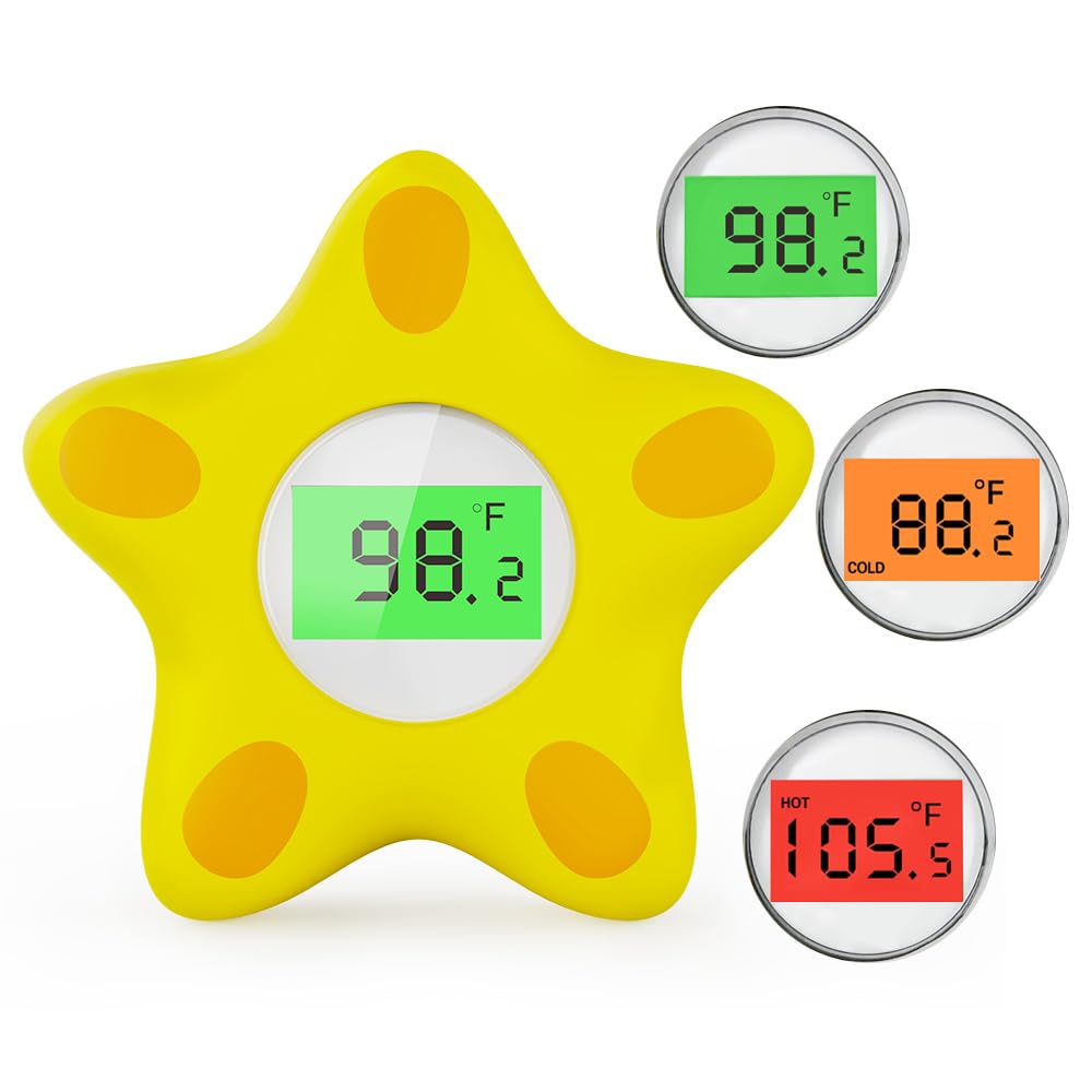 Miedecdel baby bath thermometer yellow floating toy shows safe bath temperature at a glance