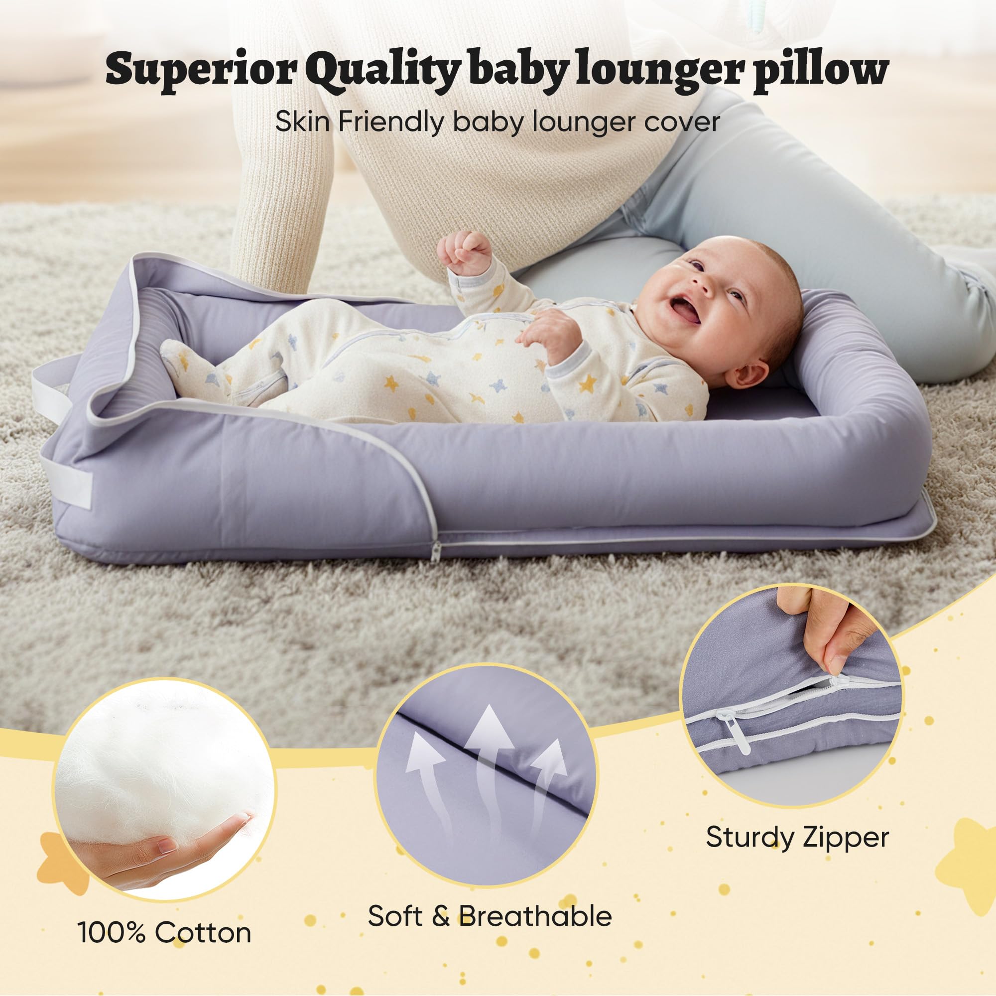 Miereirl Baby Lounger versatile design for daily use and easy maintenance.