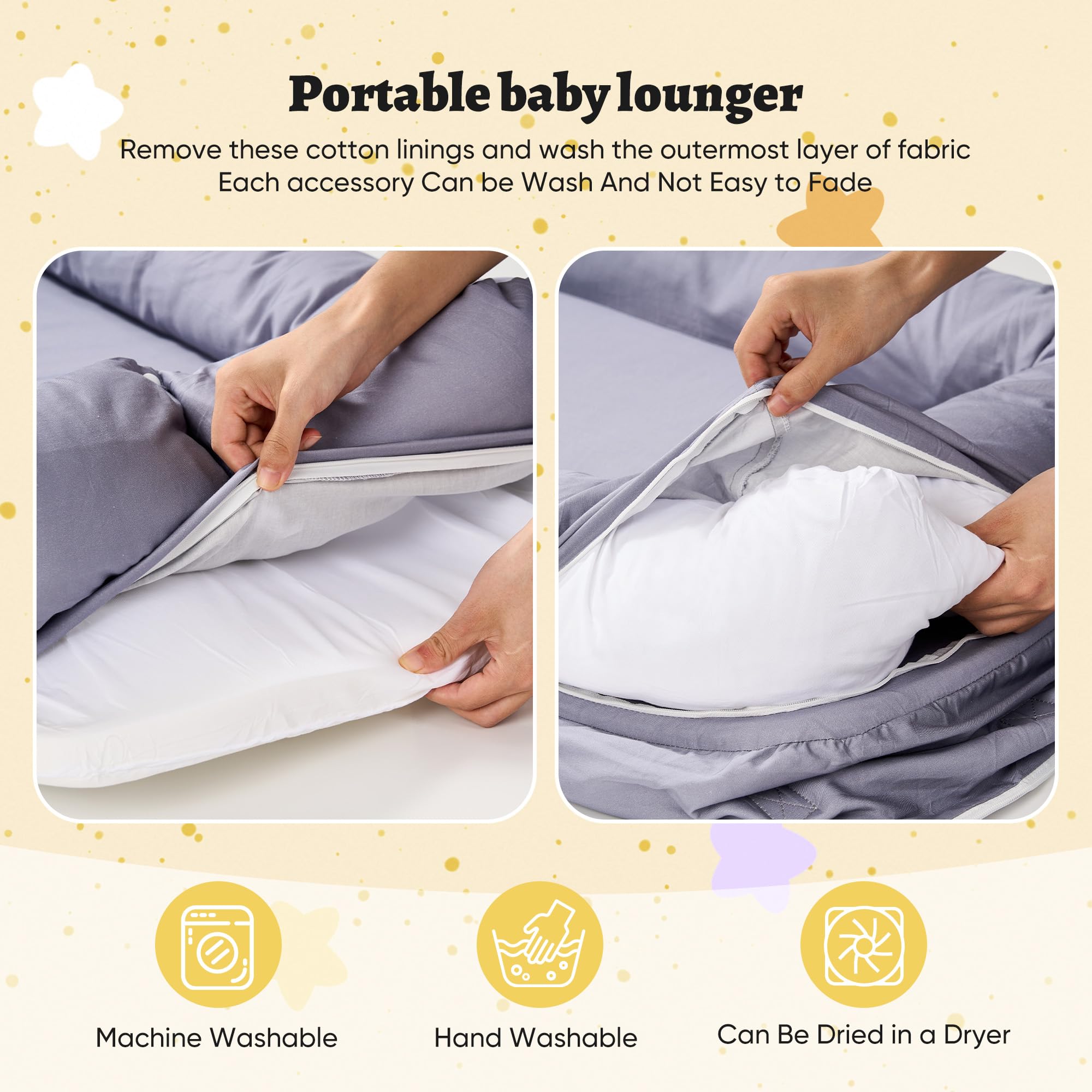Miereirl Dock A Tot style baby nest is compatible with standard loungers.