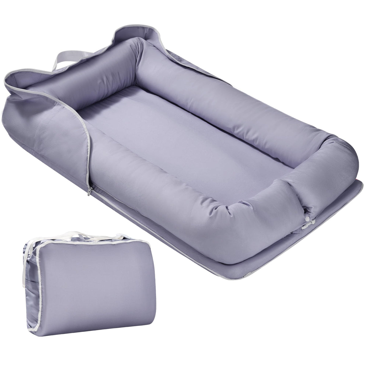 Miereirl Baby Lounger grey cover offers soft newborn comfort.