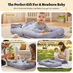 Miereirl Baby Lounger soft cotton fabric provides breathable skin comfort.
