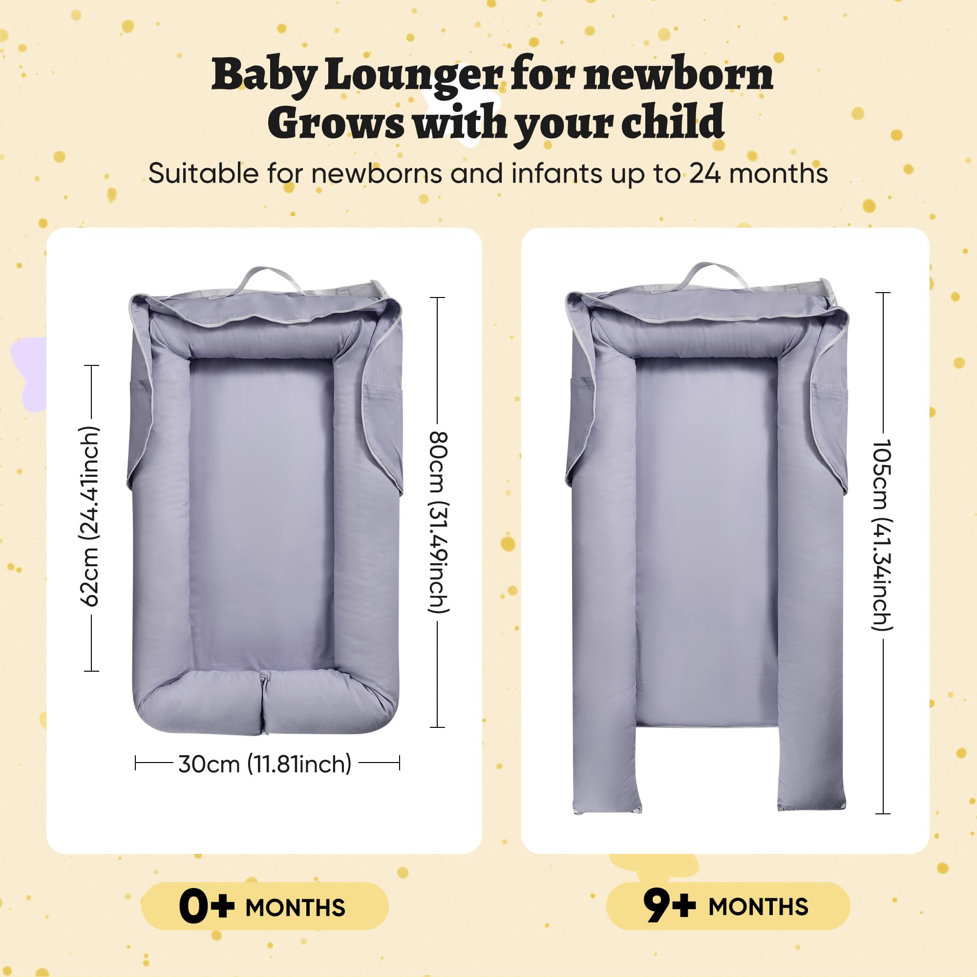Miereirl Baby Lounger zip removable cover enables quick cleaning.