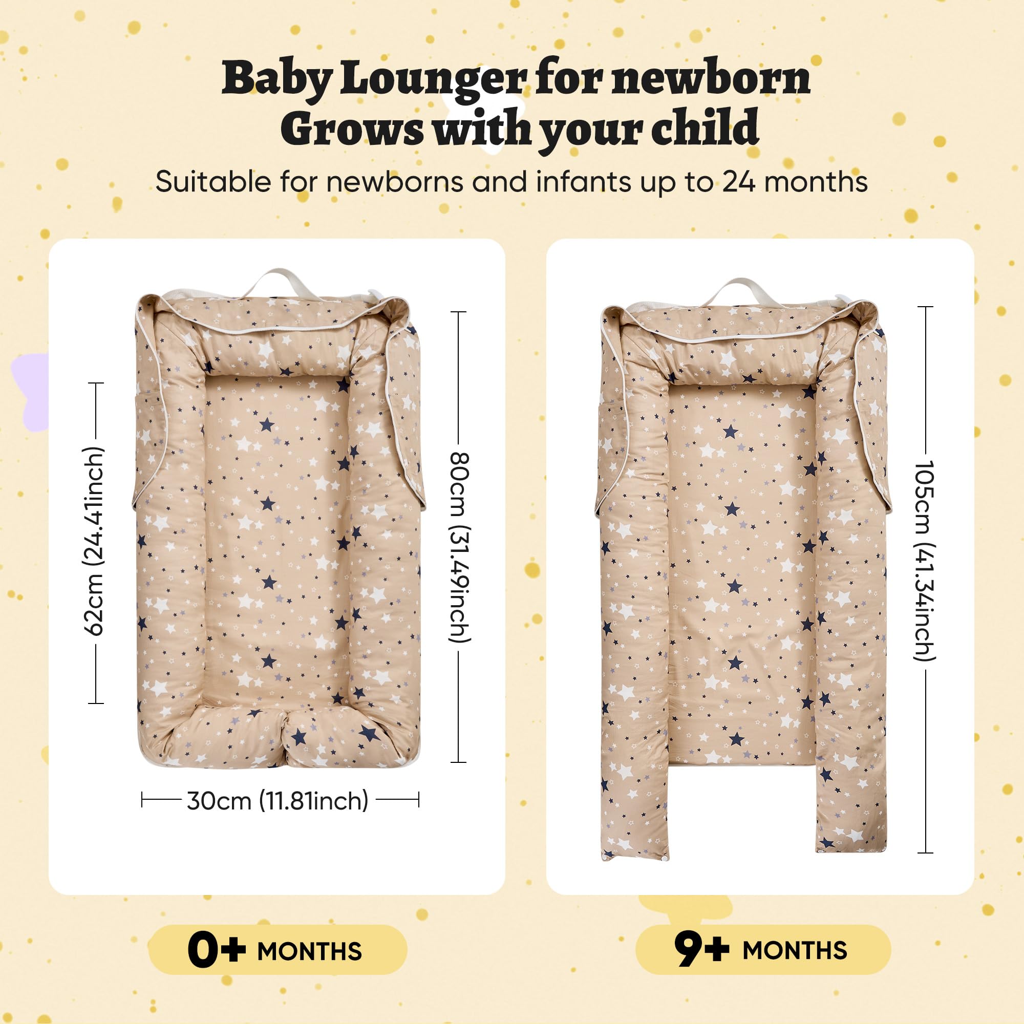 Miereirl Baby Lounger zipper closure enables quick removal and easy cleaning.