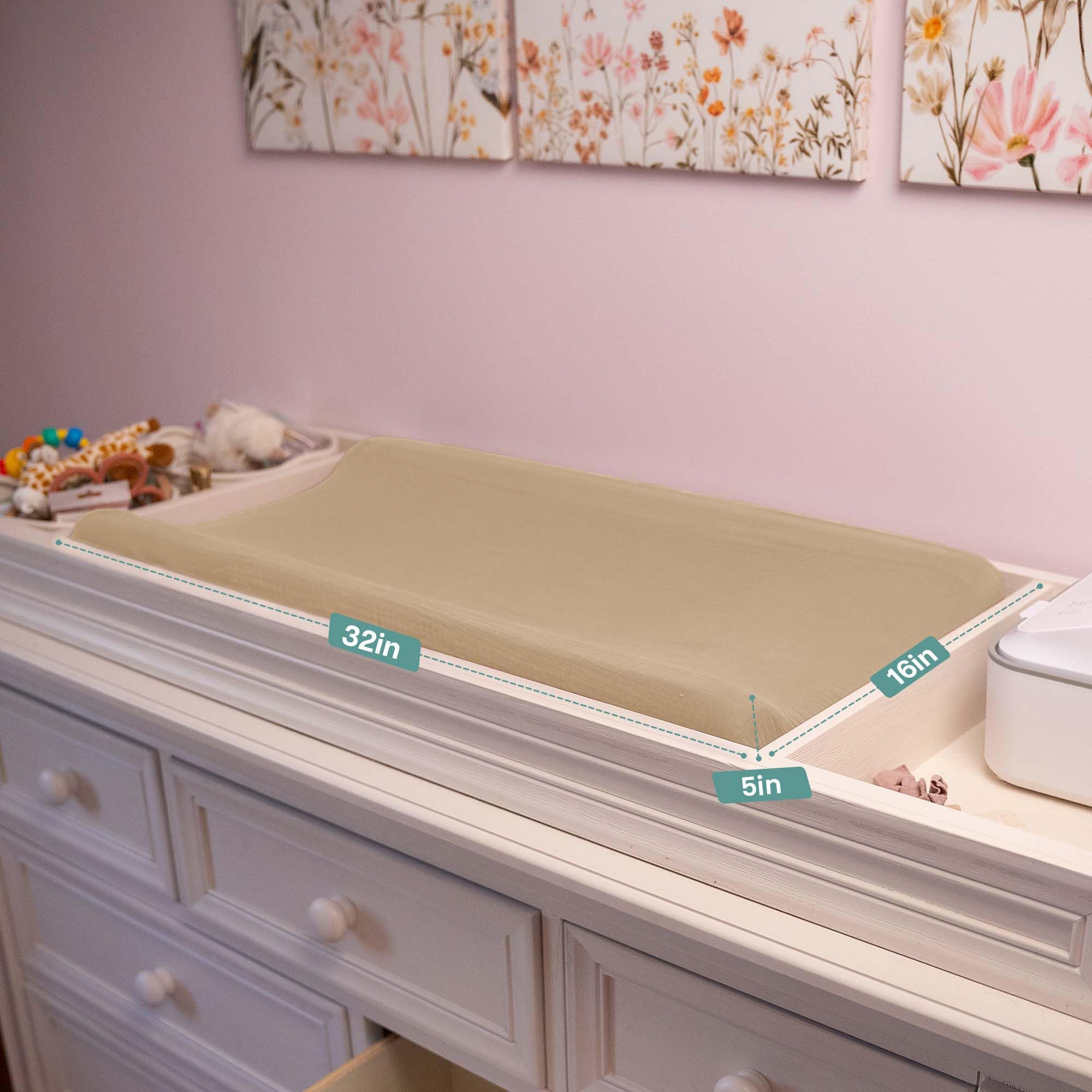 MiFlor changing pad cover with elastic corners for a secure 360° fit