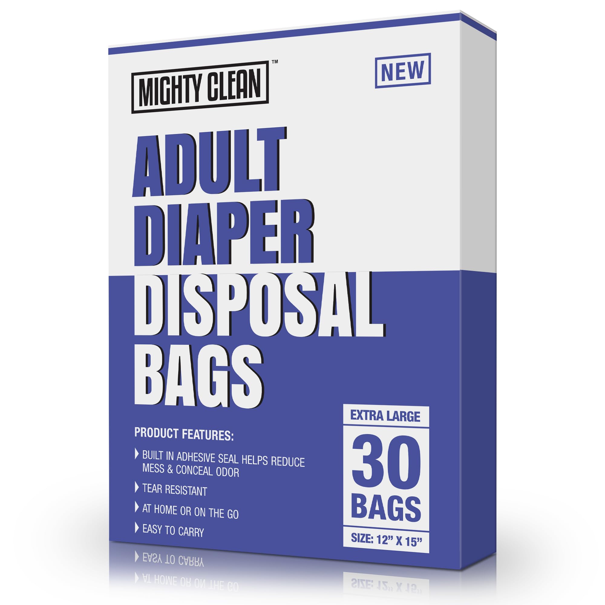 Mighty Clean extra-large diaper bags folded for discreet disposal.