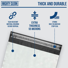 Mighty Clean odor-control seal keeps room fresh during disposal.