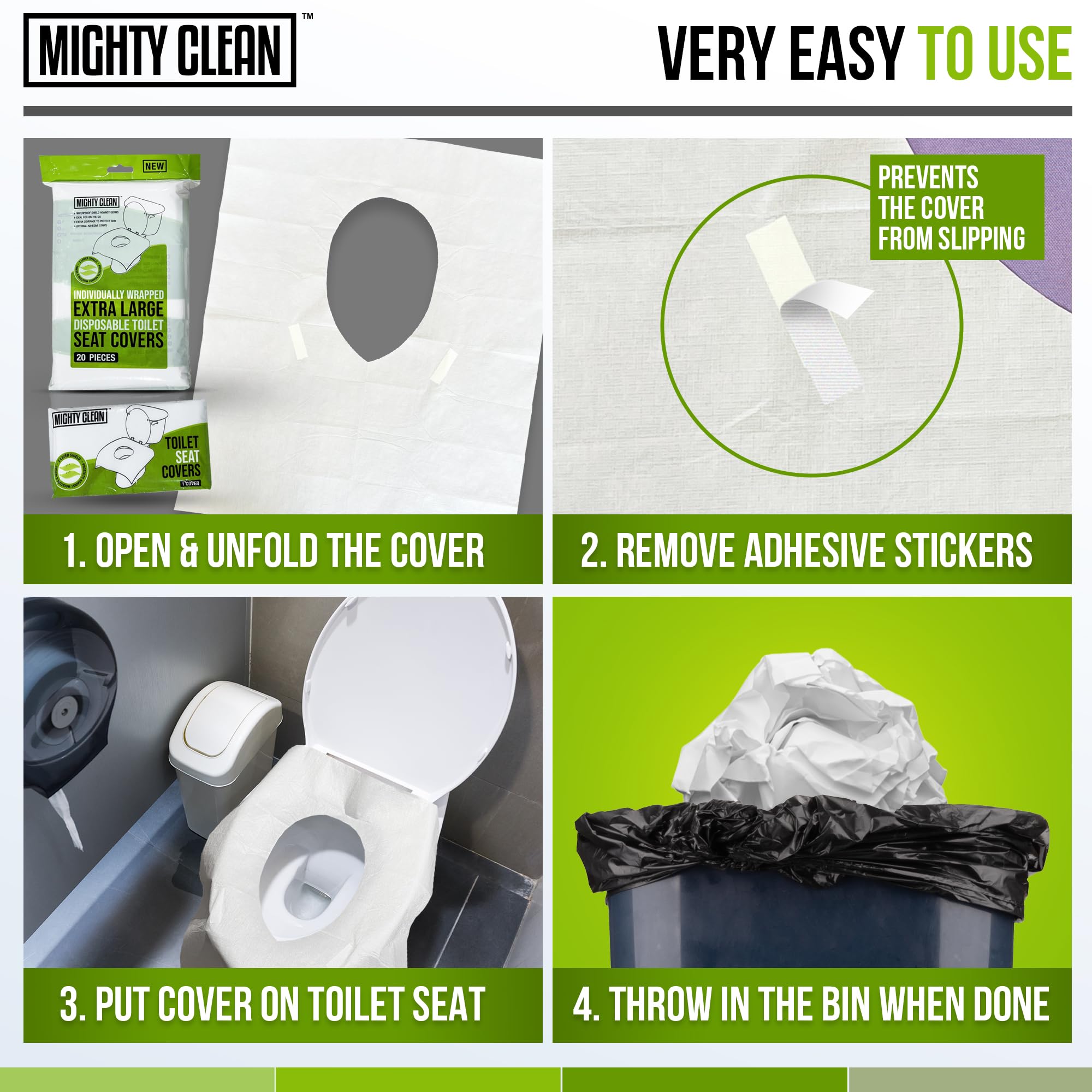 Mighty Clean XL pocket-pack packets illustrate convenient individually wrapped covers for travel.