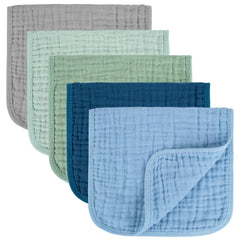 MIGIOL baby burp cloths in blue and green five-pack for soft comfort.