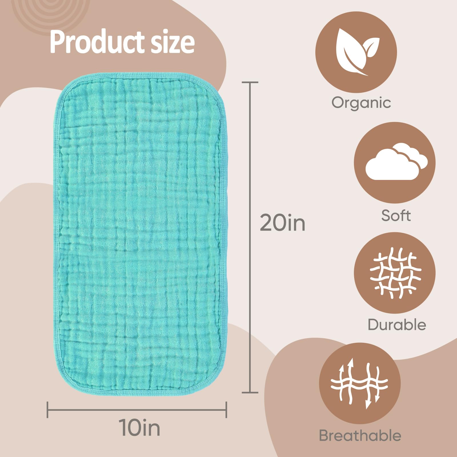 MIGIOL burp cloths absorbent 100% cotton for quick spill cleanup.