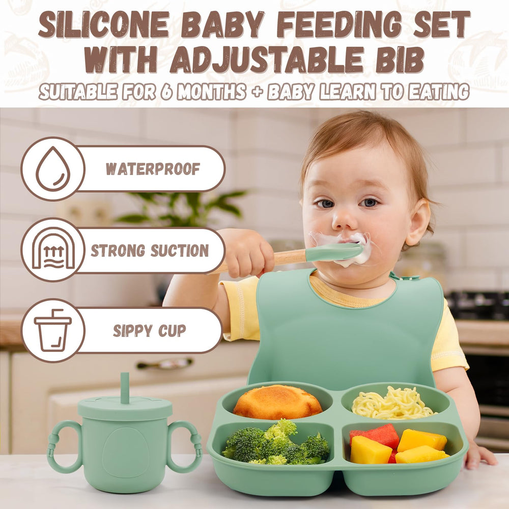 MIICASA adjustable silicone bib catches drips and protects clothing.