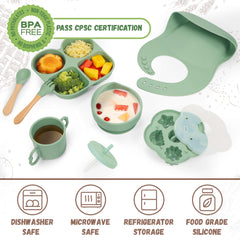 MIICASA silicone baby feeding bowl with suction base prevents tipping during meals.
