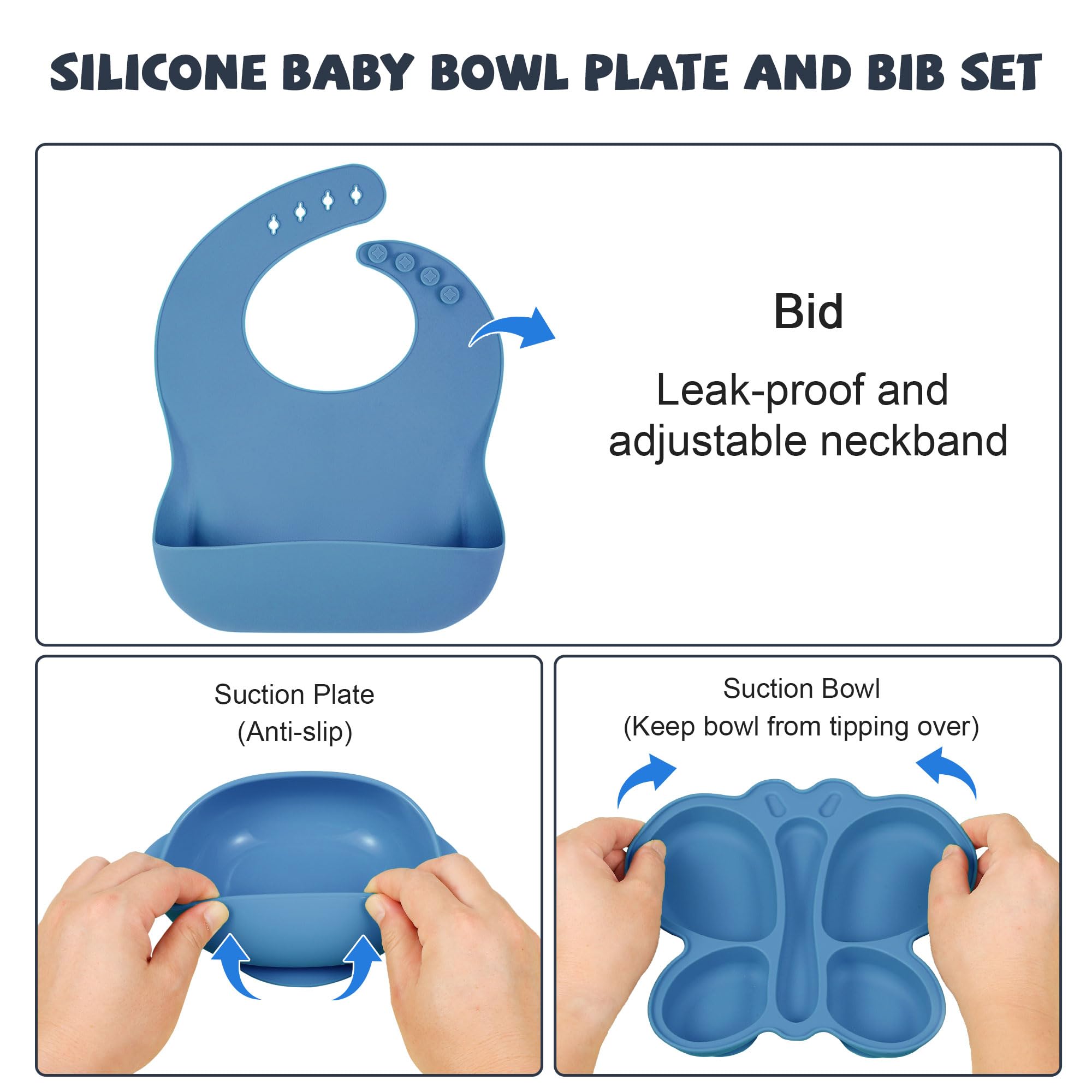 MIICASA silicone baby spoon blue for gentle gum care.