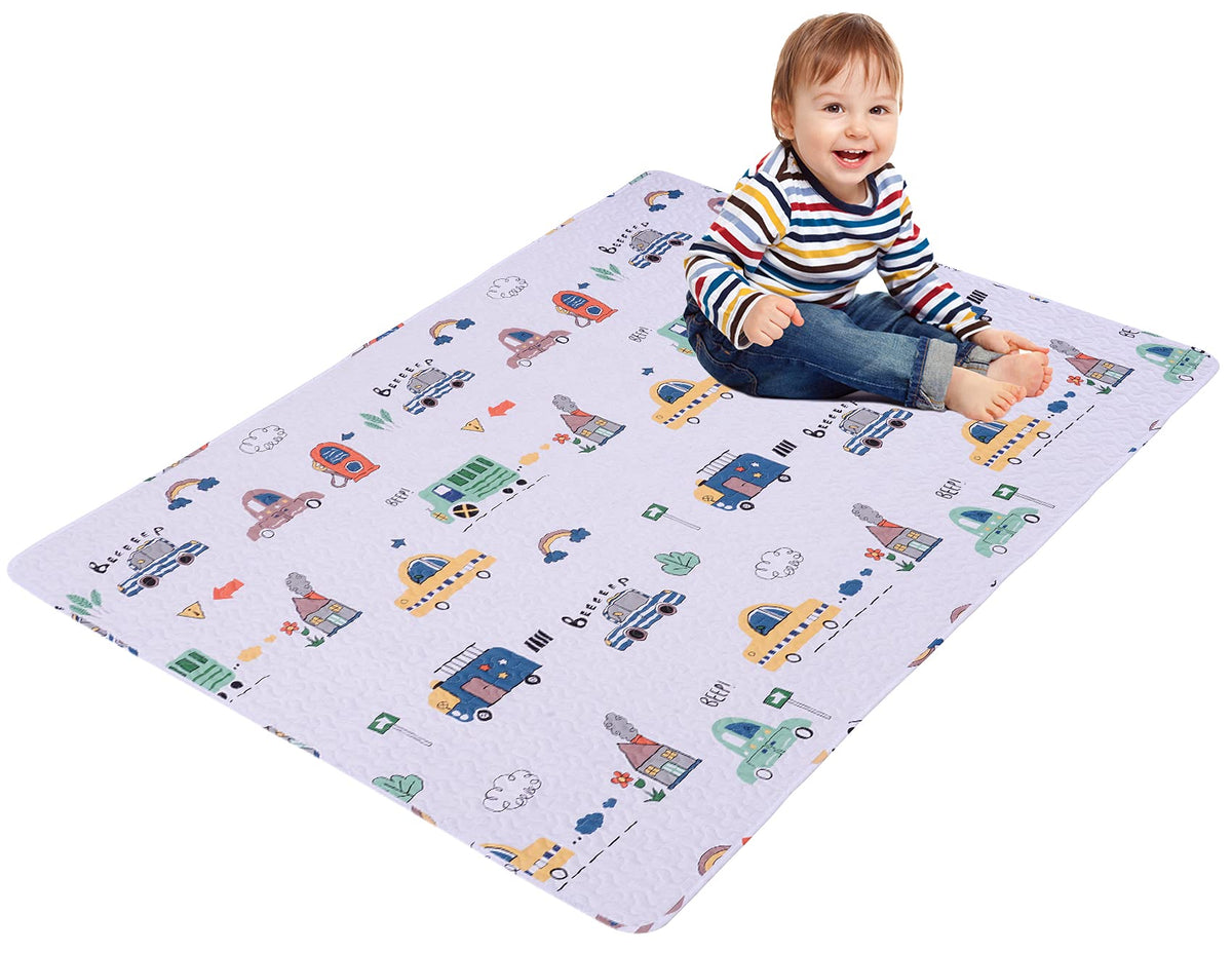 MIIMER Washable Baby Play Mat with non-slip top for safe tummy time