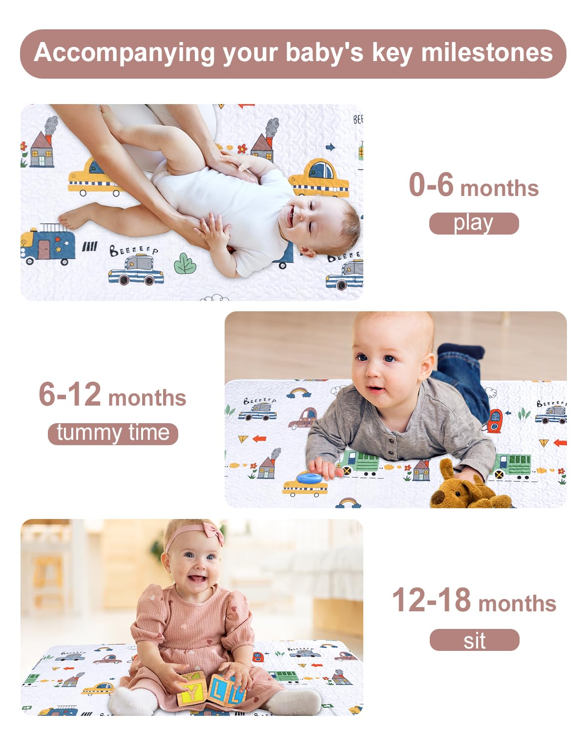 MIIMER Soft microfiber surface comforts baby's delicate skin during play