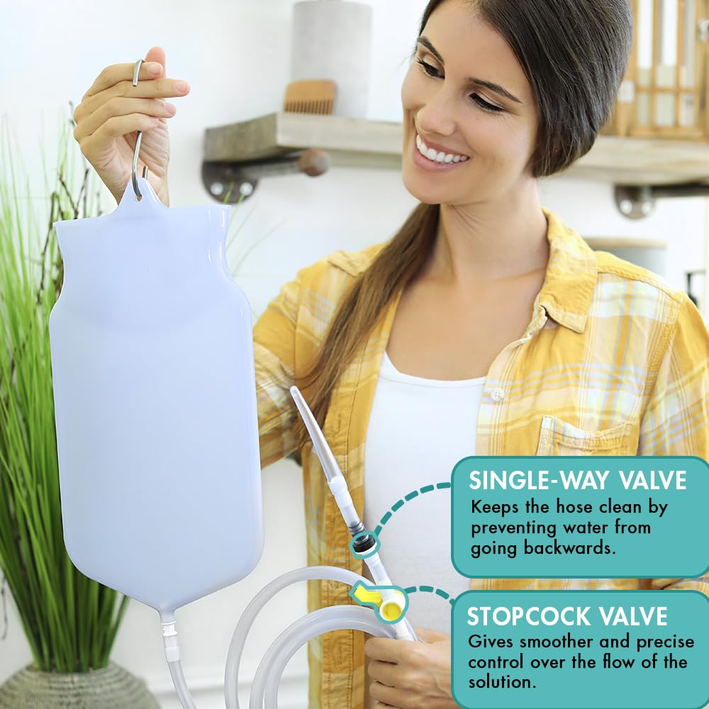Mikacare Enema Bag Material Silicone highlighting BPA-free odorless design.