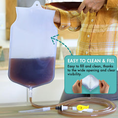 Mikacare Enema Bag Kit 6 ft tubing for flexible setup and comfort.