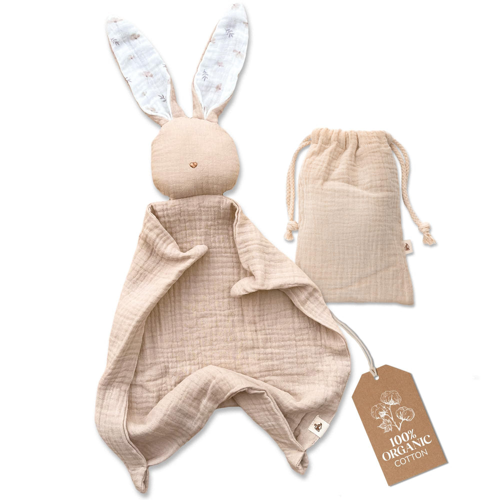 Mikito bunny lovey 12in in muslin offers gentle comfort for nap time