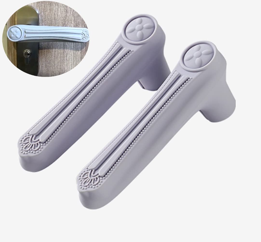 MIKMAYTOO door lever cover grey anti-collision for toddler play protection.