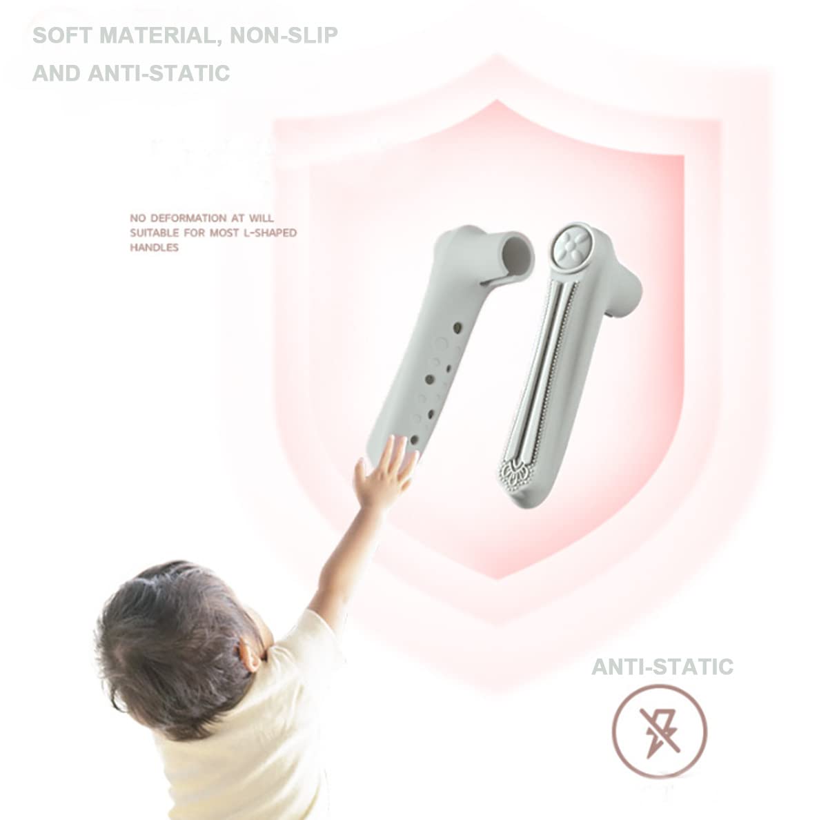 MIKMAYTOO wall-protecting door handle cover grey shields walls from impact.