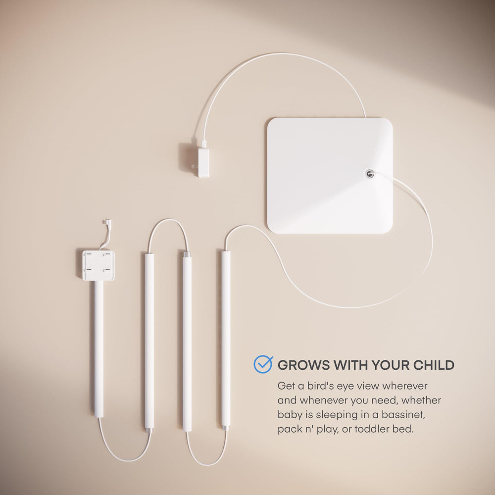 Miku Floor Stand secure-locking ensures a safe, steady monitoring angle near the crib.