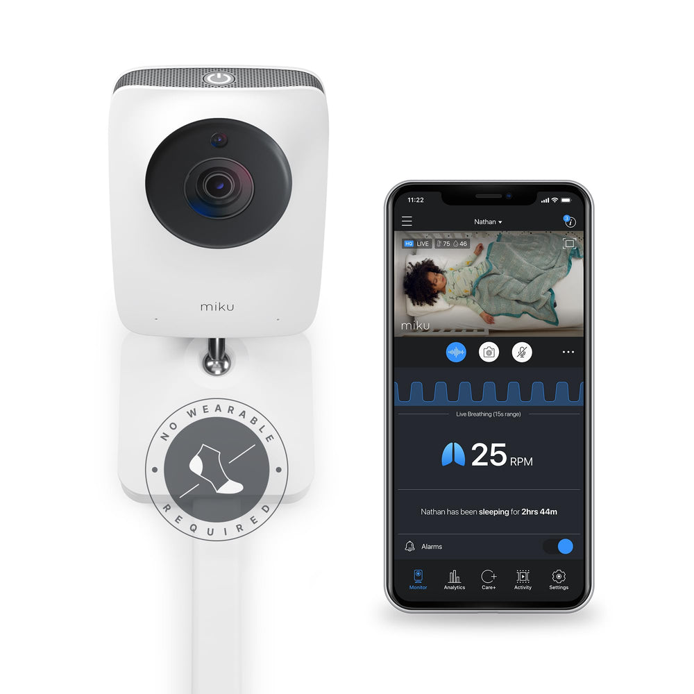 Miku Pro wall mount setup enabling stable, hands-free baby monitoring.