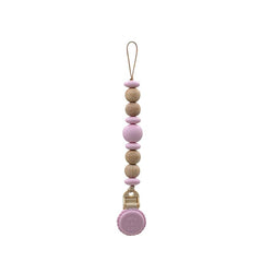 Mila & Lulu silicone pacifier clip in metal-free design keeps pacifier secure and clean.