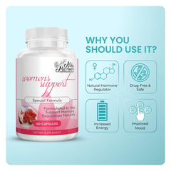 Mila Miamor Women's Support capsules pack highlights a simple daily routine for balance.