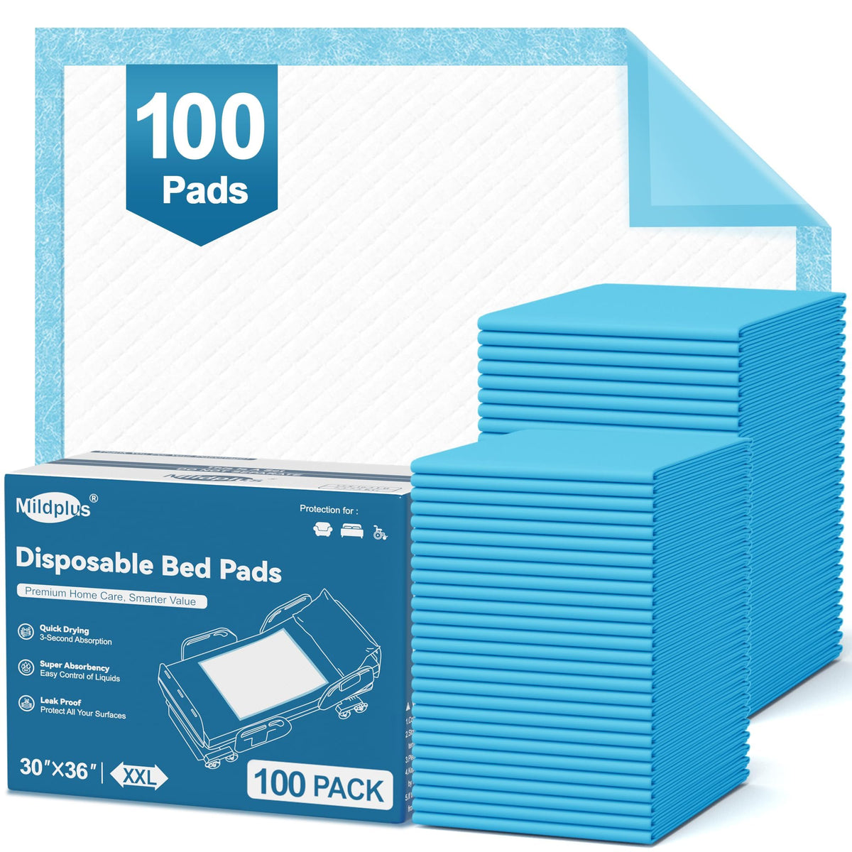 MILDPLUS 30x36 quilted-top bed pad protects bedding and enhances comfort.