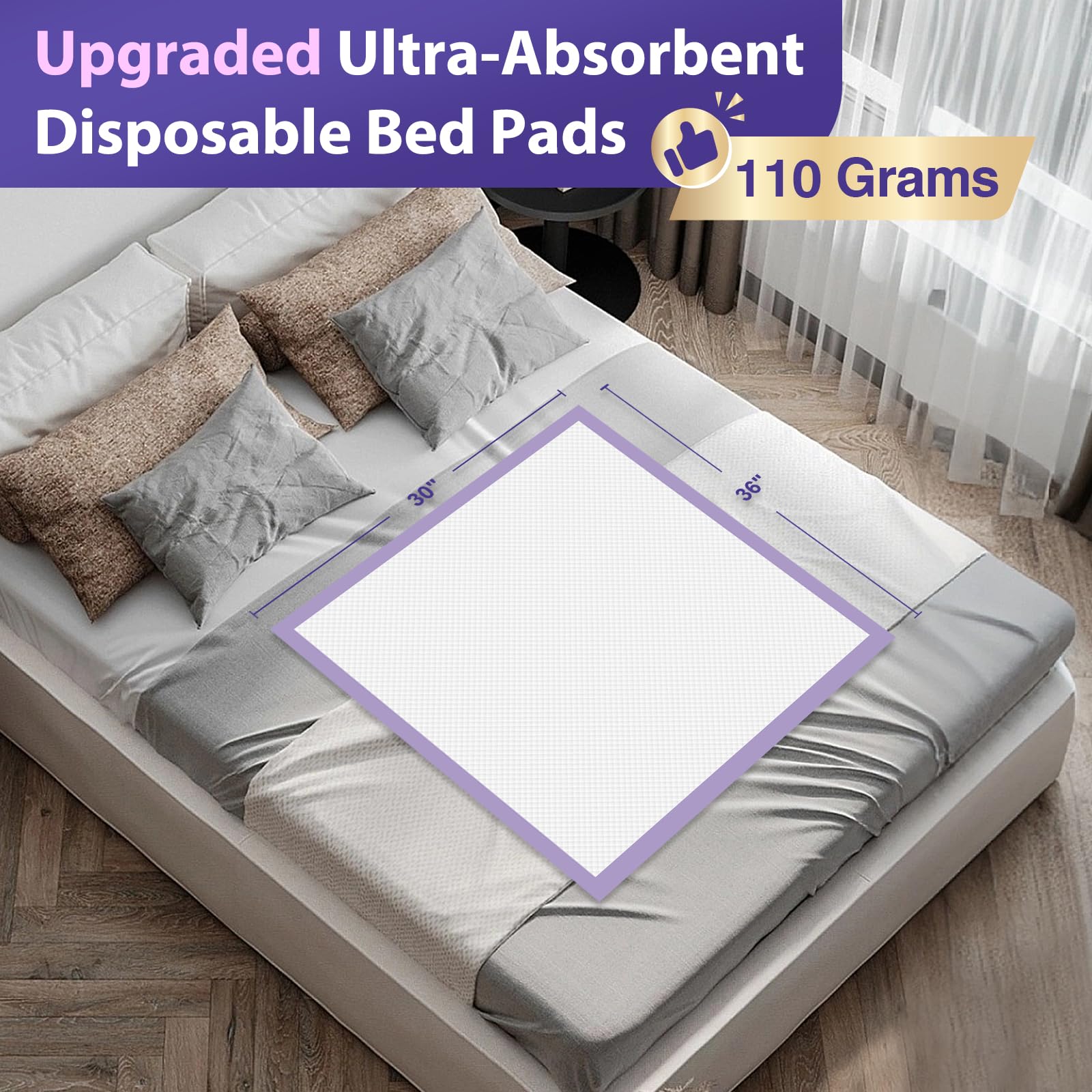 MILDPLUS bed pad anti-slip backing keeps it in place on sheets.