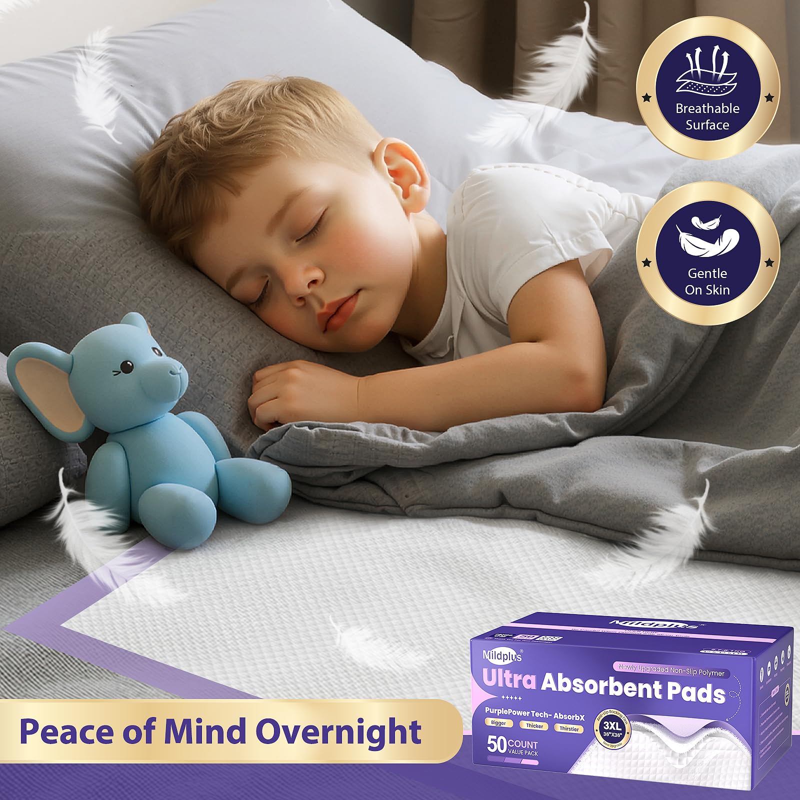 MILDPLUS waterproof layer safeguards mattresses and furniture.