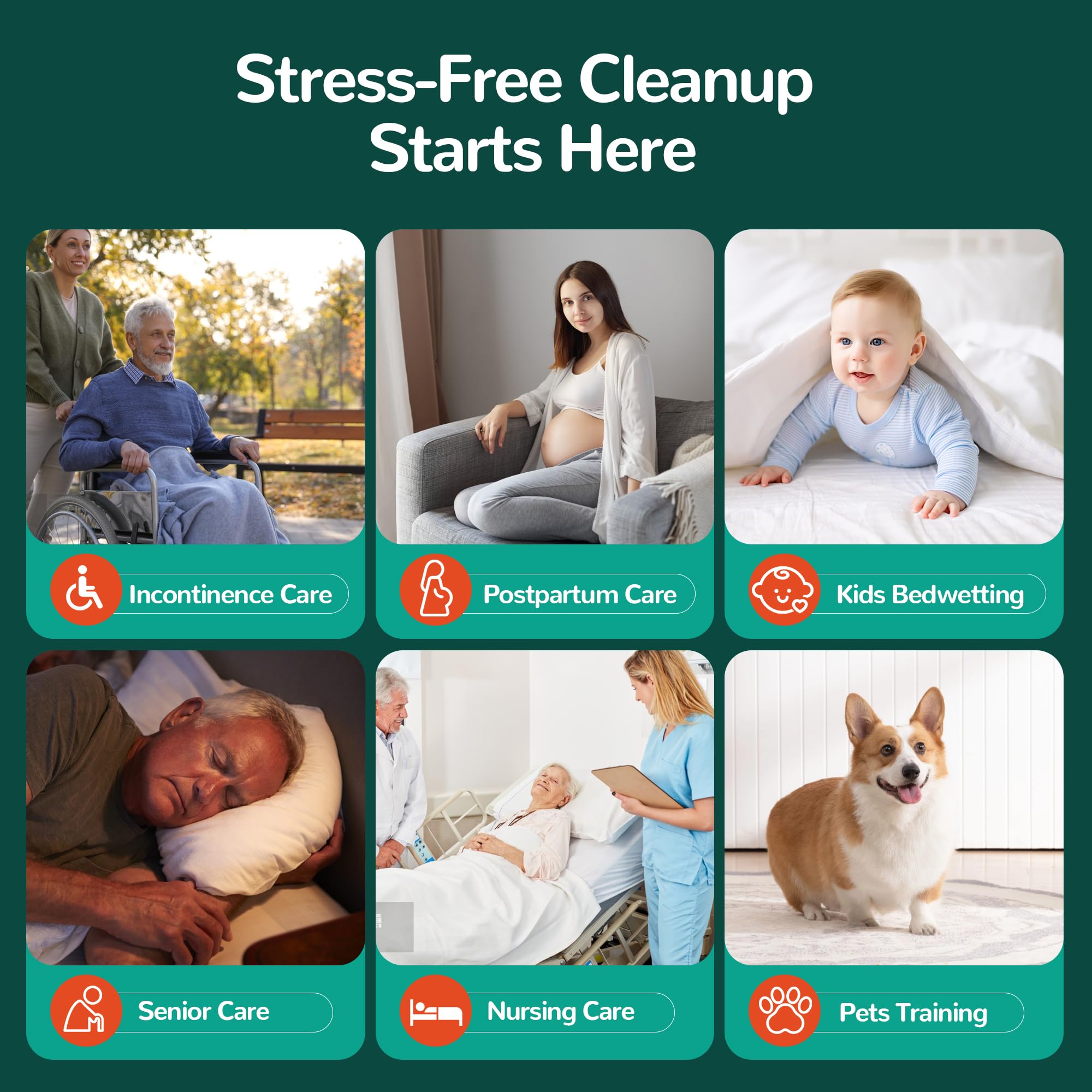 MILDPLUS bed pads ideal for beds, chairs, or travel with pets.