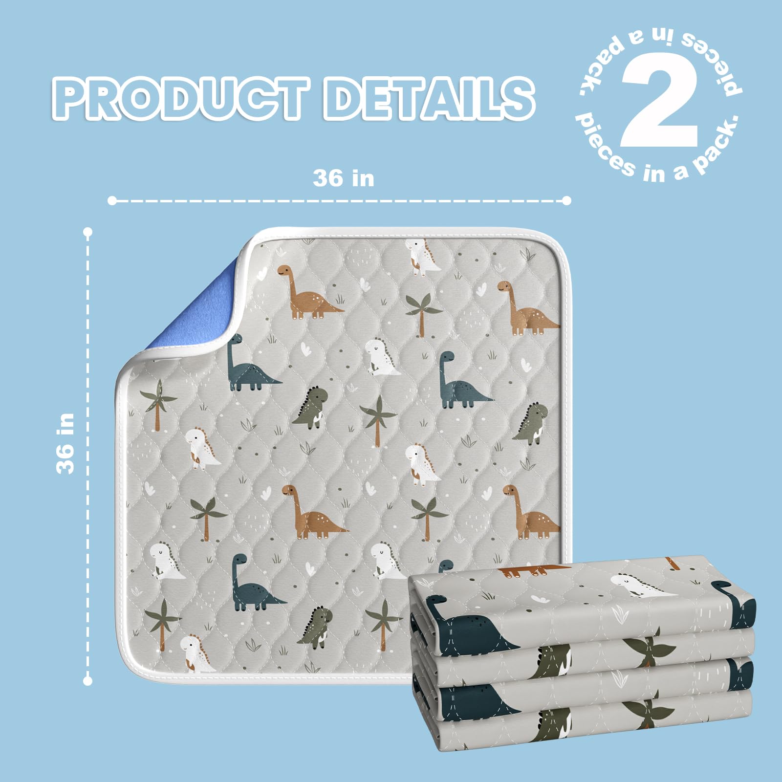 MILDPLUS bed-wetting pad 36x36 laid flat, wide coverage protects sheets.