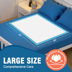 MILDPLUS bulk-pack 30x36 bed pads with soft quilted surface