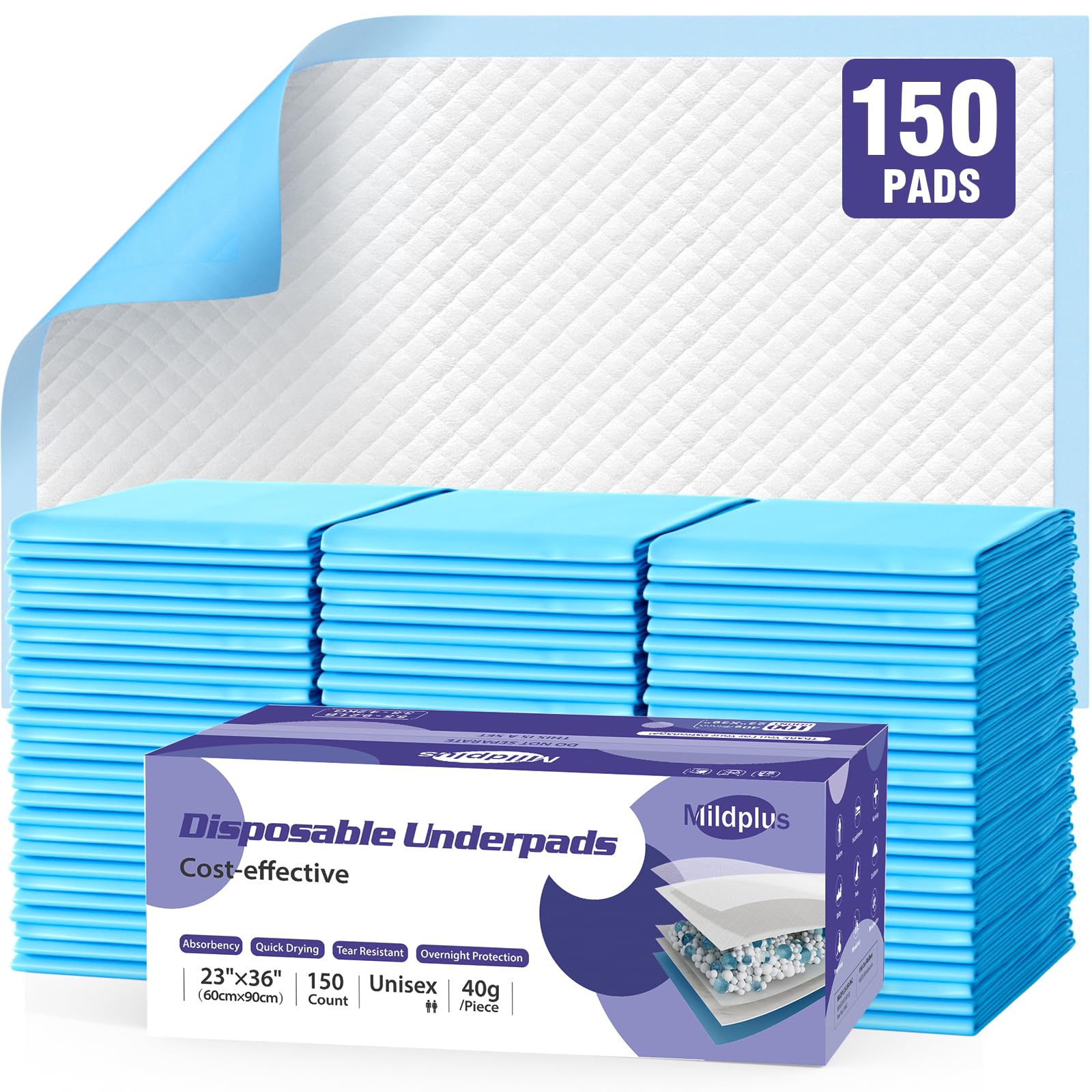 MILDPLUS disposable pads box packaging shows bulk value and easy restocking