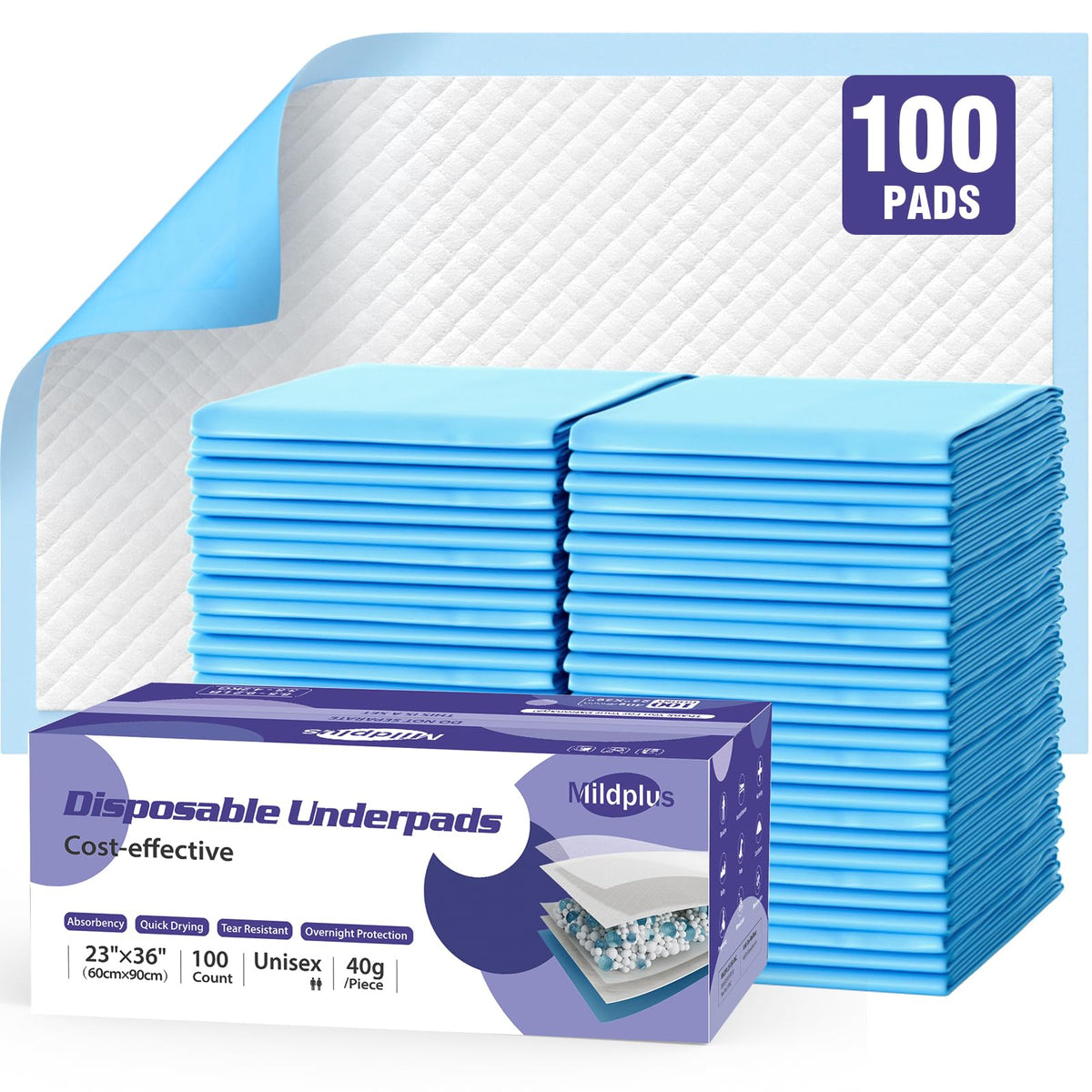 MILDPLUS bulk-packaged disposable pads ready for long-term use.