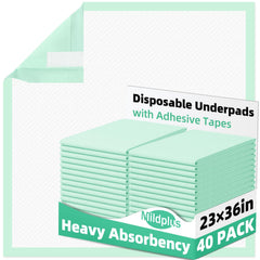 MILDPLUS disposable underpad with adhesive tapes secures protection during overnight use